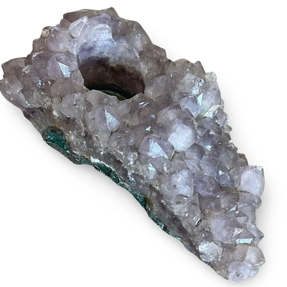 Natural Amethyst Crystal Cluster Tea Light Candle Holder